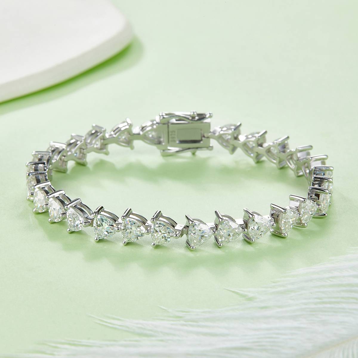 Triangular Stone Tennis Chain S925 Silver Plated Platinum Bracelet with Moissanite Diamond 0.5CT/piece DVVS